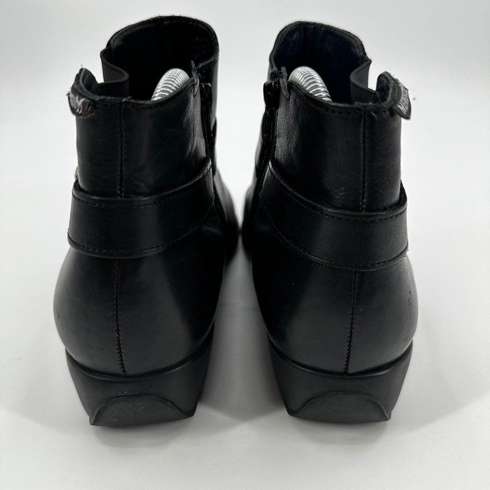 Mephisto Stefania Womens Black Leather Buckle Strap Wedge Ankle Boots Size US 10 - Picture 4 of 11